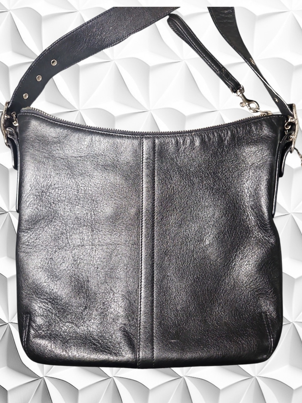 Coach Legacy Slim Duffle Bag Black Leather Hobo Crossbody Shoulder Purse 9326 - Picture 3 of 10